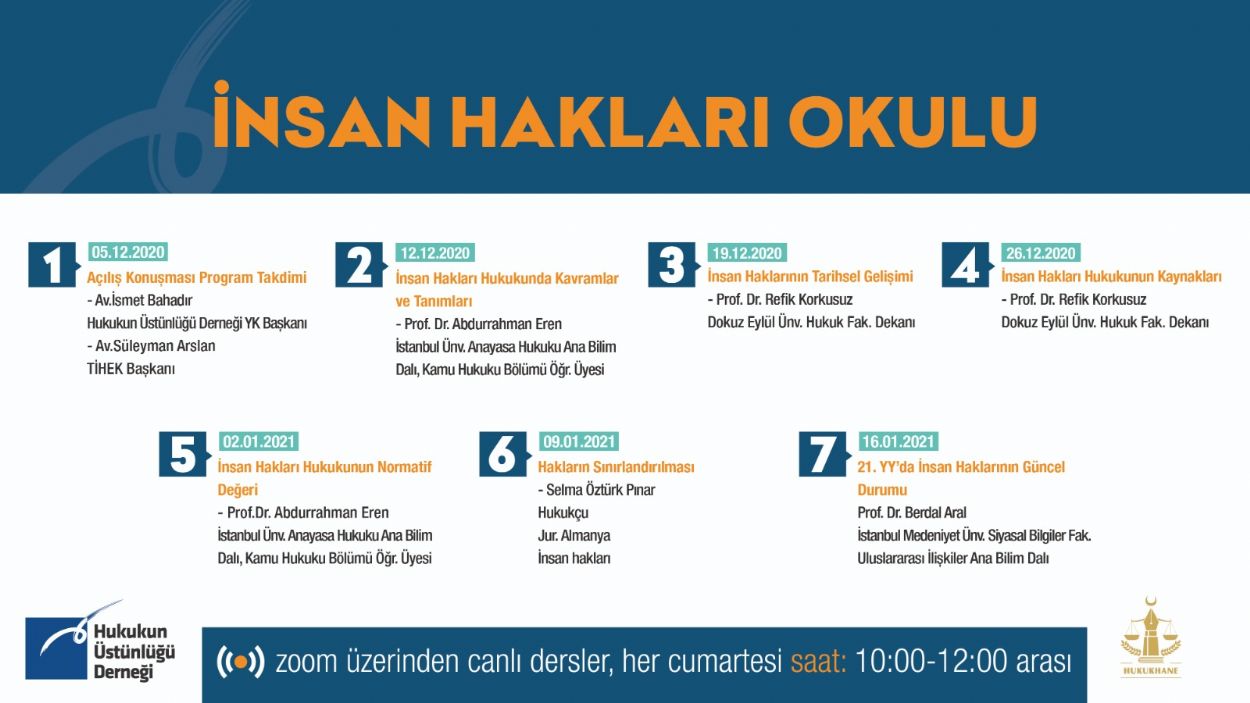 İNSAN HAKLARI OKULU GÜZ DÖNEMİ PROGRAMI